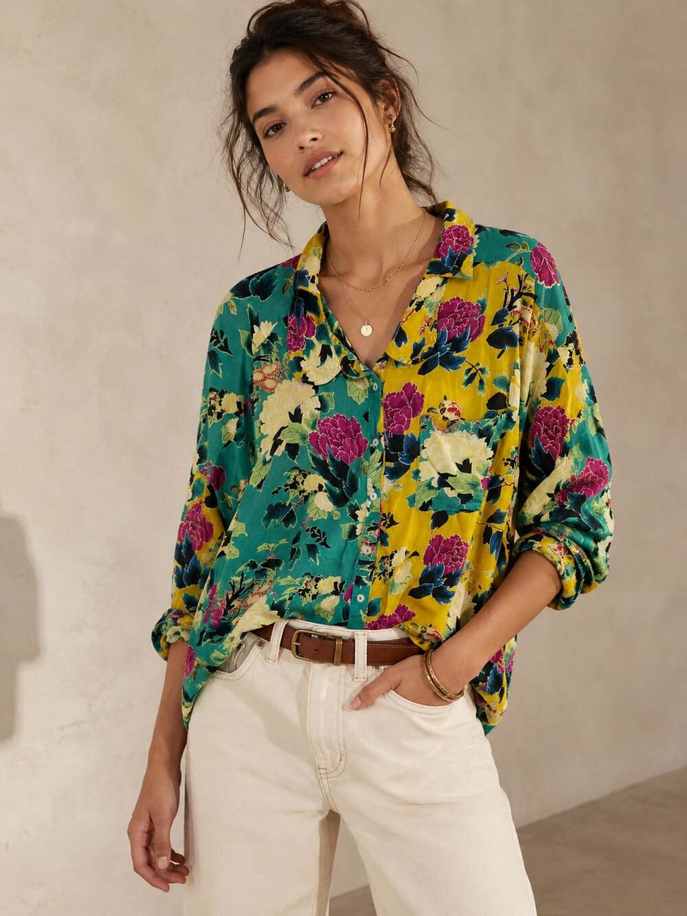Anthropologie Floral Button Up Shirt Women’s Size 2x Like New Condition